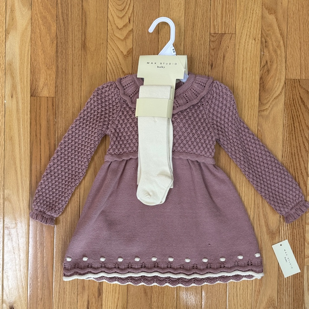 Max Studio Kids Dress in Mauve with Cream Details